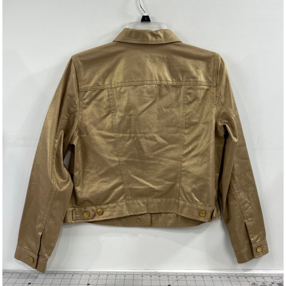 Lauren Jeans Co. Ralph Lauren Gold Metallic Jacket Sz.  P/L Cotton Blend Women's - Picture 6 of 12